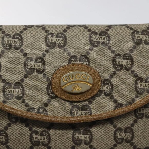 GUCCI GG Plus Supreme Shoulder Bag PVC Leather Beige Gold Auth th5906 - Picture 12 of 15